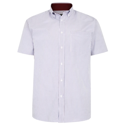 KAM Streifen Kurzarmhemd Weinrot 